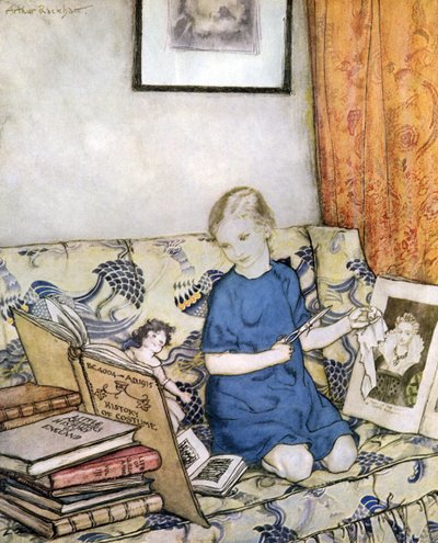 Girl Making a Costume by Arthur Rackham
